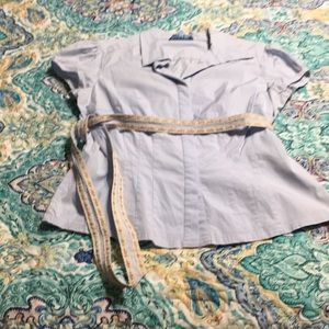 Antonio Melani baby blue L blouse with floral tie